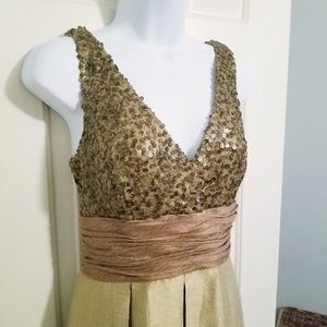 Kay Unger Evening Prom Cocktail Dress,Gold, Sz 6